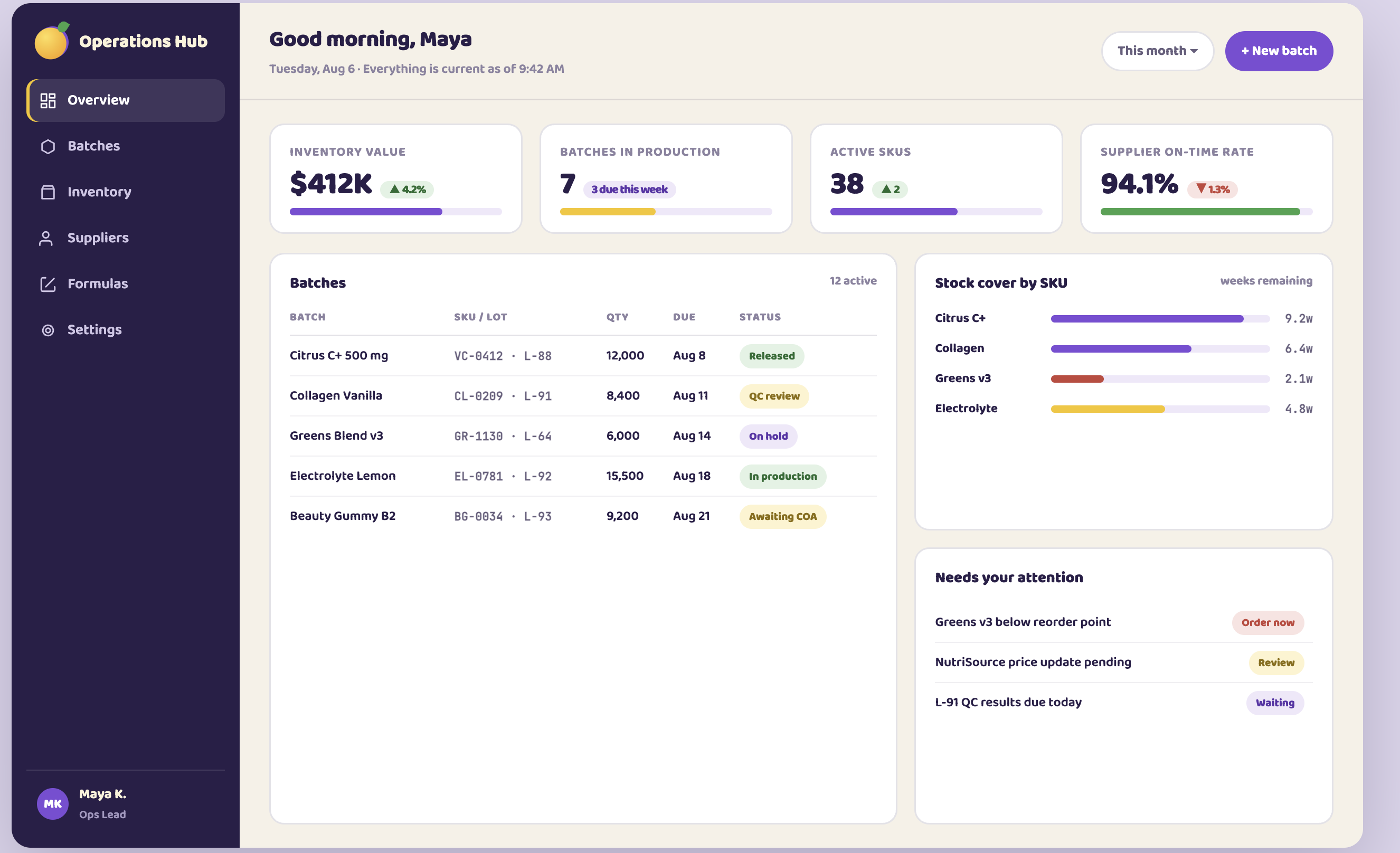 ops-hub dashboard